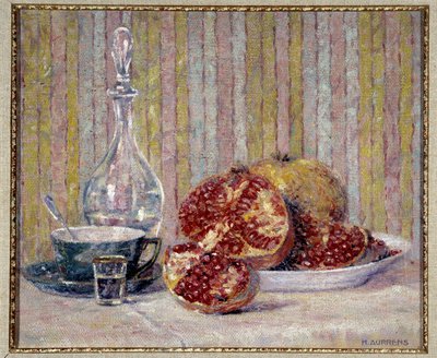 Bodegón con granadas Pintura de Henri Aurrens (1873-1934) Mención obligatoria: Colección fundación regards de Provence, Marsella de Henri Aurrens
