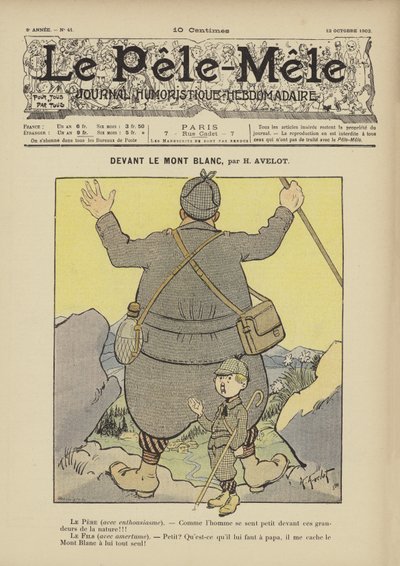 Frente al Mont Blanc. Ilustración para Le Pele-Mele, 1902 de Henri Avelot