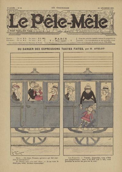 Del peligro de las expresiones hechas. Ilustración para Le Pele-Mele, 1902 de Henri Avelot