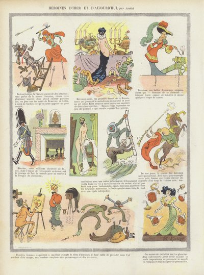 Heroínas del pasado y presente. Ilustración para Le Rire de Henri Avelot