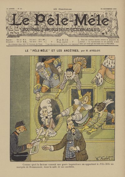 Le Pele-Mele y los ancestros. Ilustración para Le Pele-Mele, 1902 de Henri Avelot