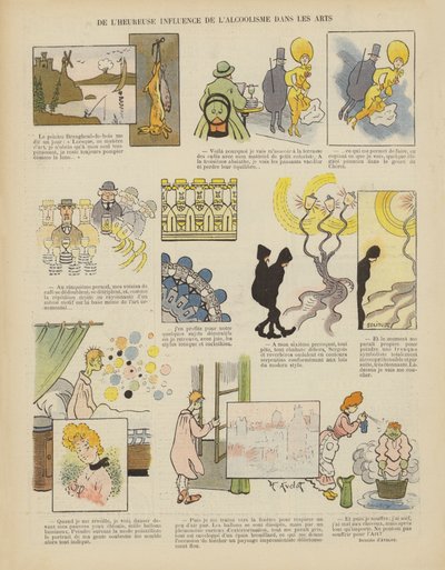 La feliz influencia del alcoholismo en las artes. Ilustración para Le Rire de Henri Avelot