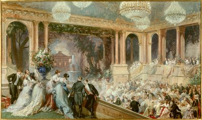 Cena en las Tullerías por Napoleón III. Una recepción bajo el Segundo Imperio. Acuarela de Baron Henri Baron (1816-1885). Siglo XIX. Compiegne, Museo Nacional del Castillo de Henri Baron