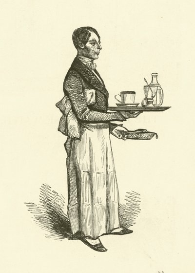 El camarero de la cafetería (grabado) de Henri Bonaventure (after) Monnier
