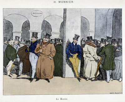 Hombres de negocios de la Bolsa de París - dibujo de Henri Monnier, principios del siglo XIX de Henri Bonaventure Monnier