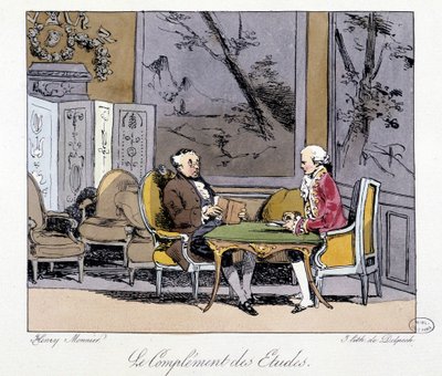 Le complément des études: dos hombres discutiendo en un salón - en "Jadis et Aujourd