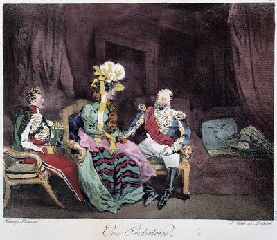 Una protectora - en “Esbozos parisinos” de Henri Monnier, ed. Delpech, París de Henri Bonaventure Monnier
