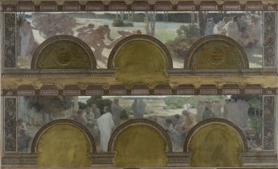 Boceto para el salón de la entrada norte del Hôtel de Ville de París: Ejercicio físico, ejercicio intelectual de Henri Bonis