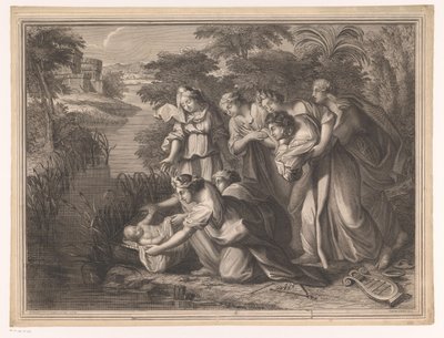 Moisés es encontrado por la hija del Faraón de Henri Bonnart