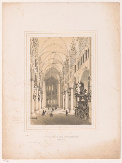 Interior de la Catedral de San Miguel y Santa Gudula en Bruselas Interior de Ste. Gudule, a Bruxelles (título sobre objeto) de Henri Borremans (attributed to)