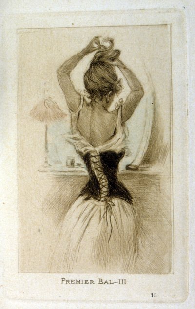 Una mujer preparándose para un baile de Henri Boutet