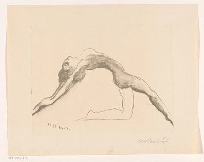 Mujer desnuda saltando hacia atrás de Henri Braakensiek (signed by artist)