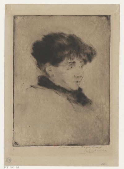 Retrato de Eva Gonzalès de Henri Charles Guérard (signed by artist)