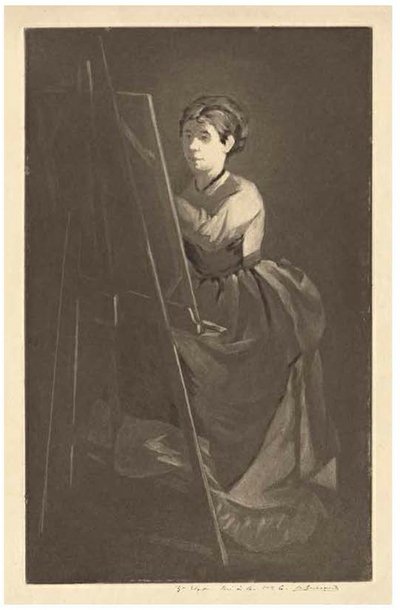 En el caballete – Retrato de la artista Jeanne Gonzalès de Henri Charles Guérard