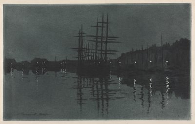 Efecto de la luna en Dieppe, c. 1885 de Henri Charles Guérard