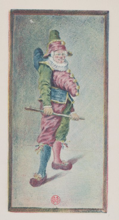 Punchinello, tres cuartos a la derecha, c. 1887 de Henri Charles Guérard