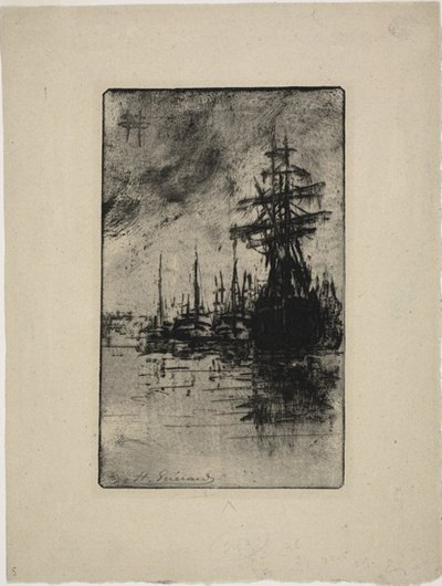 Veleros en el agua de Henri Charles Guérard