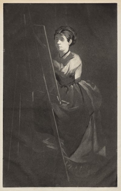 mujer joven en un caballete de Henri Charles Guérard