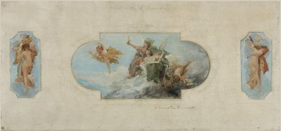 Boceto para el ayuntamiento de Asnières: Allégorie des Arts (techo de la Salle des fêtes), entre 1900 y 1903 (lápiz, óleo sobre lienzo) de Henri Courselles Dumont