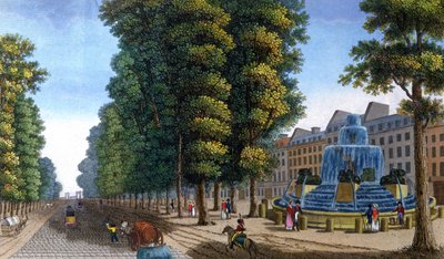 Fuente del bulevar Saint-Martin, hacia 1810-1820 (grabado) de Henri Courvoisier Voisin