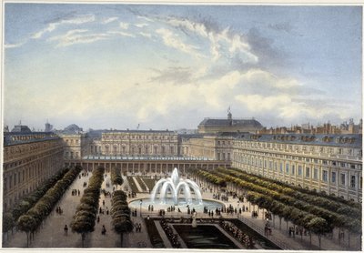 Jardín del Palais-Royal, circa 1820 en “Vistas de París” por Courvoisier 1827 de Henri Courvoisier Voisin