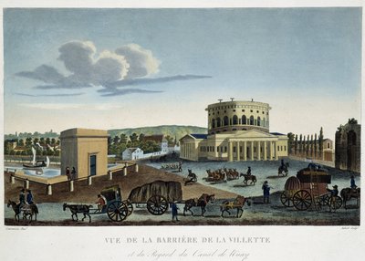 La barrière de la Villette, circa 1820 - en "Vues de Paris" por Courvoisier de Henri Courvoisier Voisin