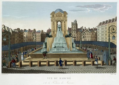 La fuente de los Inocentes, circa 1820 - en "Vues de Paris" de Courvoisier 1827 de Henri Courvoisier Voisin