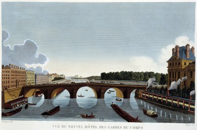 Puente Real y nuevo hotel de los guardaespaldas - París por Courvoisier de Henri Courvoisier Voisin
