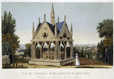 Tumba de Heloísa y Abelardo en Père Lachaise, ca. 1820 - en "Vues de Paris" de Courvoisier de Henri Courvoisier Voisin