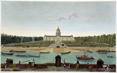 Vista del Campo de Marte y el Hôtel des Invalides tomada del otro lado del Sena (Cours la Reine) - en "Vues de Paris" de Courvoisier de Henri Courvoisier Voisin