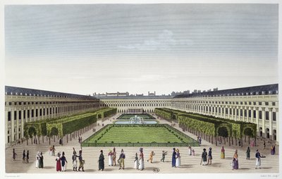 Vista de los jardines del Palais Royal, vista desde las Galerías de Bois, grabado por Aubert Fils, c.1815-20 de Henri Courvoisier Voisin