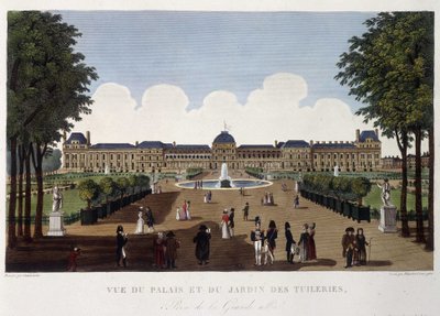 Vista del palacio y el jardín de las Tuileries - en "Vues de Paris" de Henri Courvoisier Voisin