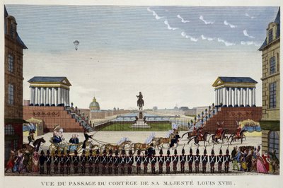 Vista del paso del cortejo de su majestad Luis XVIII el 3 de mayo de Henri Courvoisier Voisin