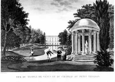 Vista del templo de Venus y el castillo del Gran Trianón en Versalles - dibujo de Courvoisier de Henri Courvoisier Voisin