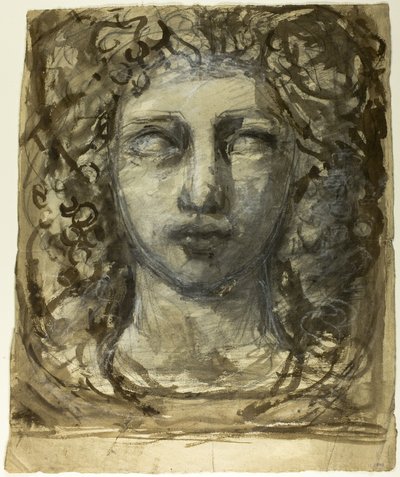 Estudio de cabeza femenina (recto); Cabeza masculina clásica (verso) de Henri Cros