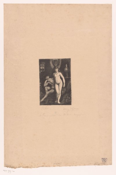 Mujer desnuda de pie y hombre desnudo sentado de Henri De Groux (signed by artist)