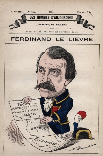 Caricatura de Ferdinand Le Lievre (Lelievre) (1799-1886) senador inglés en Argelia de 