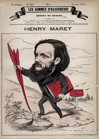 Caricatura de Henri (Henry) Maret (1837-1917) periodista y político inglés - de 