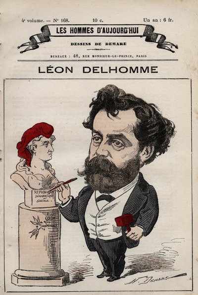 Caricatura de Léon Alexandre Delhomme (1841-1895) escultor francés de 