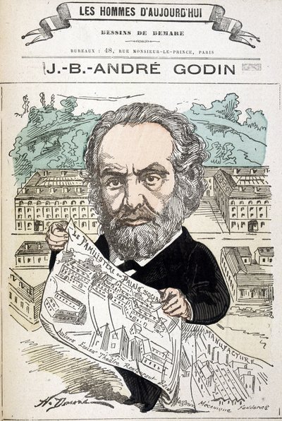 Jean Baptiste André Godin (1817-1888), industrial fundador de la familia. Dibujo de Demare en 