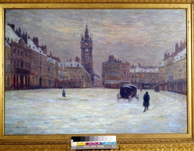 La plaza de armas en Douai bajo la nieve. Pintura de Henri Duhem (1860-1941). Siglo XX. Douai, Museo de la Cartuja DR de Henri Duhem