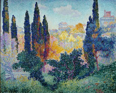 Los cipreses en Cagnes de Henri Edmond Cross