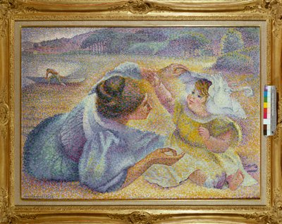 Madre jugando con su hijo, c.1897 de Henri Edmond Cross