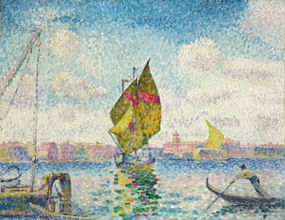Veleros en Giudecca o Venecia, marino, 1903-1905 de Henri Edmond Cross