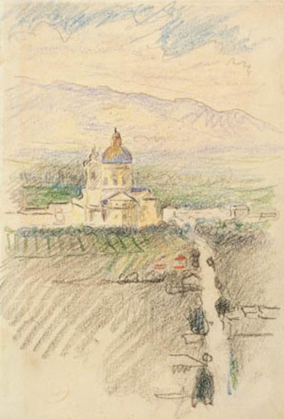 Vista sobre Santa Maria degli Angeli cerca de Asís de Henri Edmond Cross