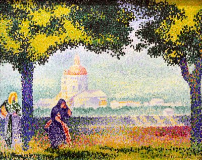 Vista de la iglesia de Santa Maria degli Angeli cerca de Asís de Henri Edmond Cross