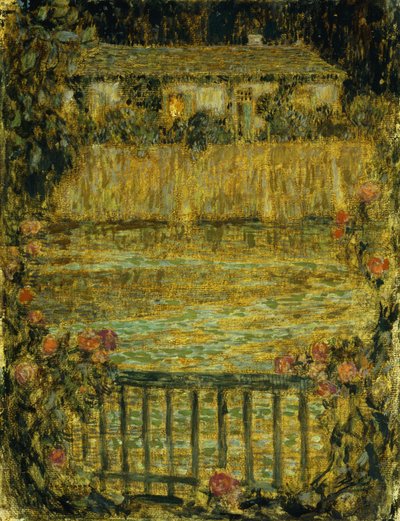 Una casa junto al agua al anochecer de Henri Eugene Augustin Le Sidaner