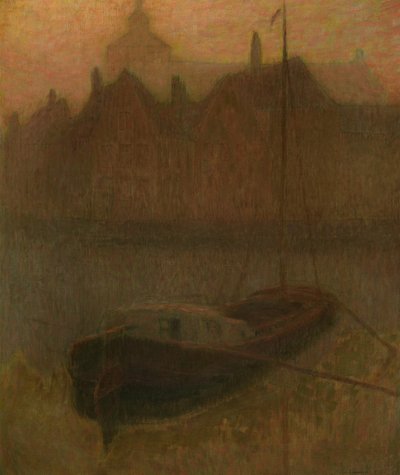 Barco en el canal (mañana) (óleo sobre lienzo) de Henri Eugene Augustin Le Sidaner