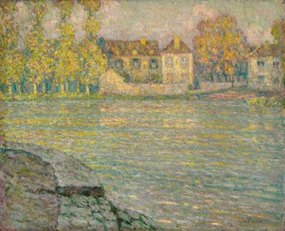 Casas junto al río al atardecer, Moret de Henri Eugene Augustin Le Sidaner