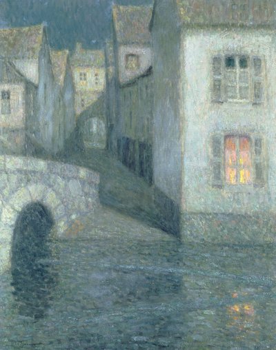 Casas en el río, Chartres, 1929 de Henri Eugene Augustin Le Sidaner